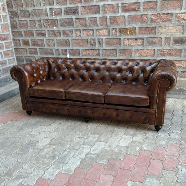 95" Sofa Normal Cushions | Remington Chesterfield Leather Sofa with Normal Cushions (RE-4C) by Rising Tide Design Co.