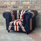 37" Armchair Tufted Bench | Union Jack Chesterfield Leather Armchair with Tufted Bench Seat (UN-1T) by Rising Tide Design Co.