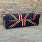 87" Sofa Tufted Bench | Union Jack Chesterfield Leather Sofa with Tufted Bench Seat (UN-3T) by Rising Tide Design Co.