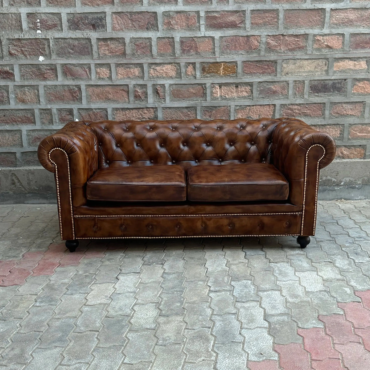 71" Loveseat Normal Cushions | Winchester Chesterfield Leather Loveseat with Normal Cushions (WI-2C) by Rising Tide Design Co.