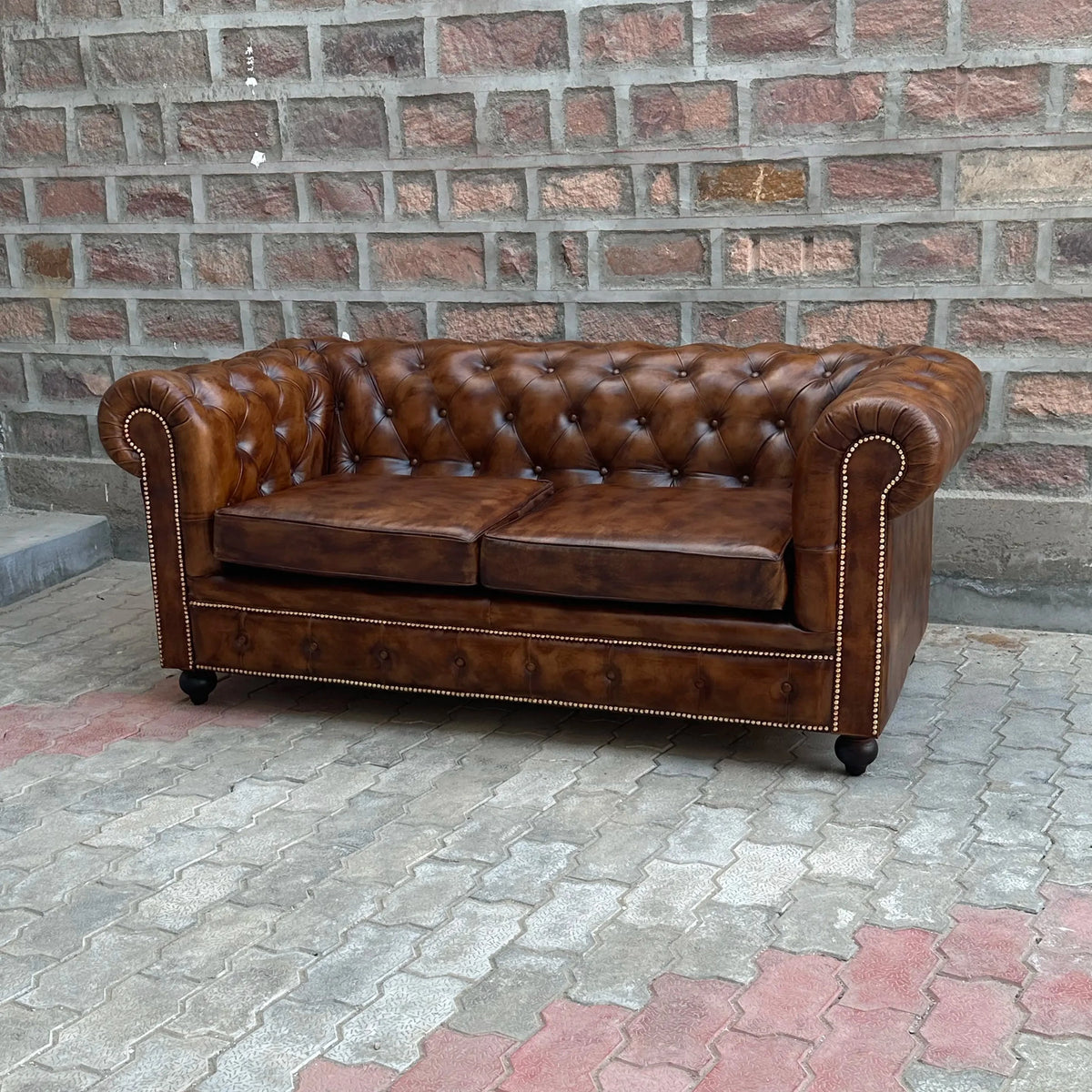 71" Loveseat Normal Cushions | Winchester Chesterfield Leather Loveseat with Normal Cushions (WI-2C) by Rising Tide Design Co.