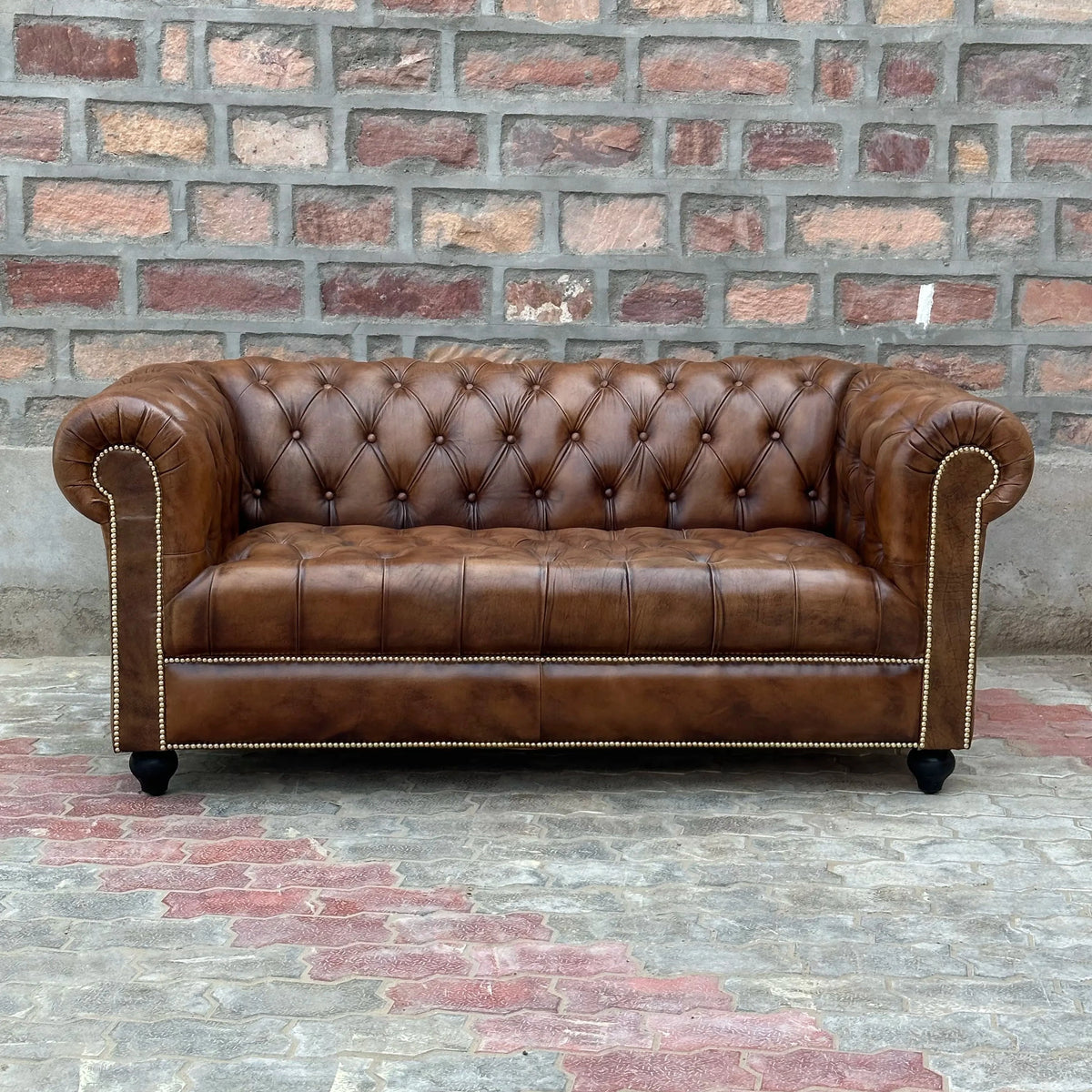 71" Loveseat Tufted Bench | Winchester Chesterfield Leather Loveseat with Tufted Bench Seat (WI-2T) by Rising Tide Design Co.