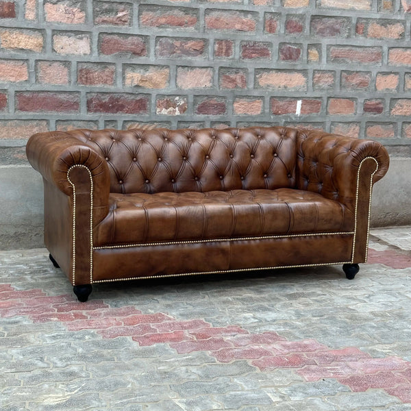 71" Loveseat Tufted Bench | Winchester Chesterfield Leather Loveseat with Tufted Bench Seat (WI-2T) by Rising Tide Design Co.