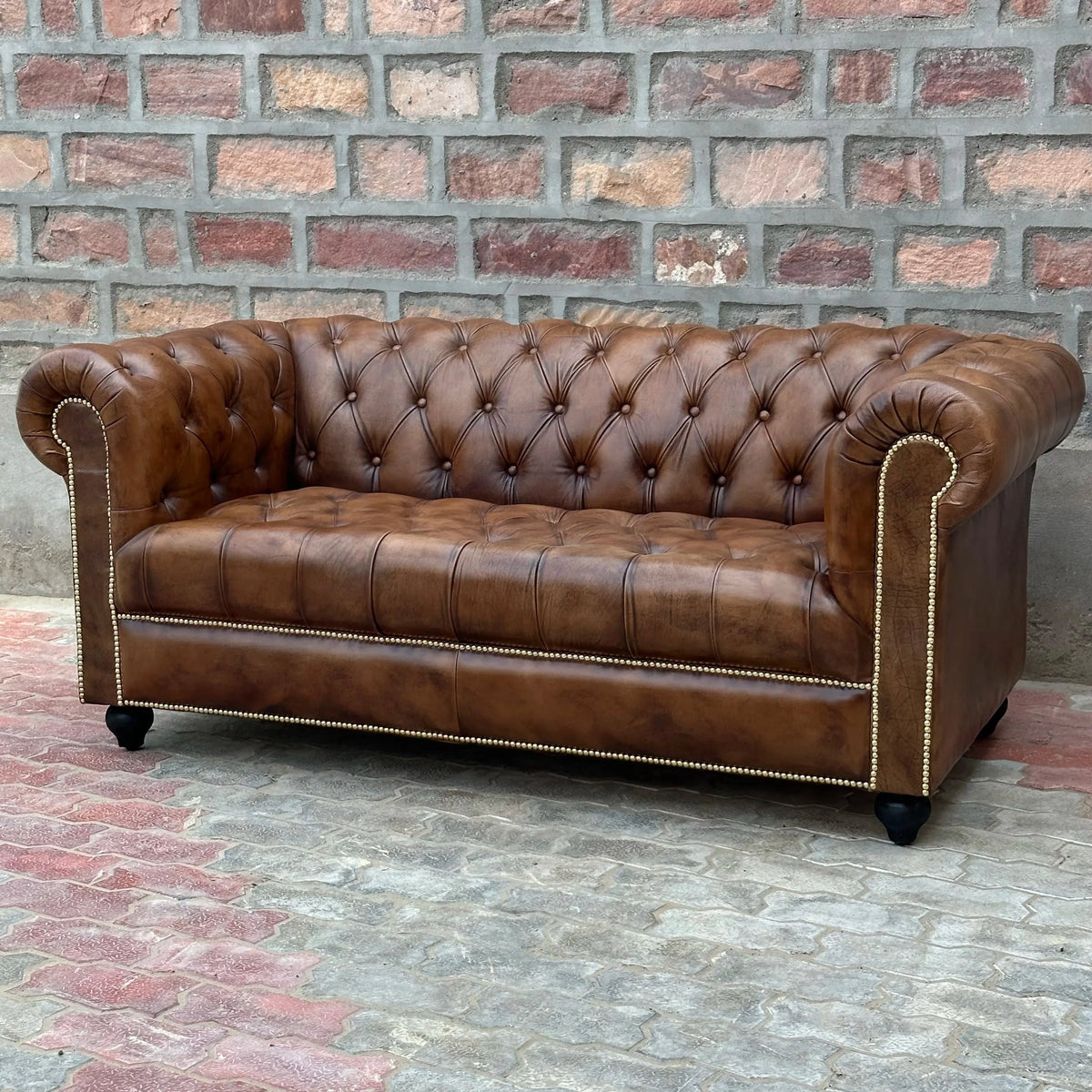 71" Loveseat Tufted Bench | Winchester Chesterfield Leather Loveseat with Tufted Bench Seat (WI-2T) by Rising Tide Design Co.