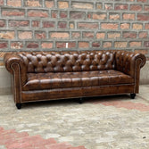 Winchester Chesterfield Leather Sofa with Normal Cushions (WI-3T) by Rising Tide Design Co.